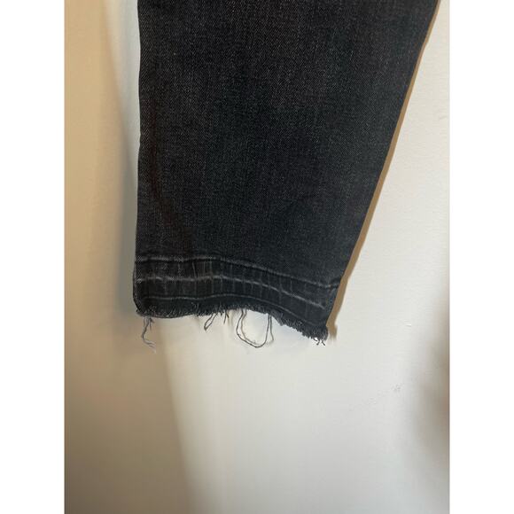 Lou & Grey Black Gray Wash High Waist Straight Cropped Undone Hem Jeans sz. 26 - Picture 3 of 7